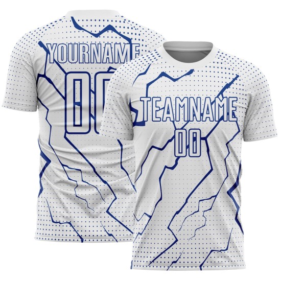 White Royal Jersey Sublimation Uniform Lightning Custom Sports Soccer