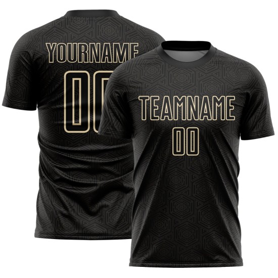 Sublimation Custom Geometric Black Soccer Jersey Shape Sports Uniform Cream Sublimation Custom Geometric Black Soccer Jersey Shape Sports Uniform Cream