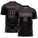 Soccer Sports Light Jersey Sublimation Custom Shape Geometric Pink Black Uniform Soccer Sports Light Jersey Sublimation Custom Shape Geometric Pink Black Uniform