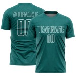 Sublimation Geometric Shape Jersey White Sports Soccer Teal Custom Uniform